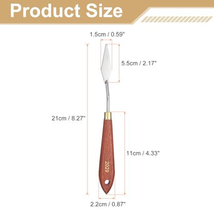 HARFINGTON Palette Knife Painting Tool 2.17" x 0.59" Stainless Steel Teardrop Blade 8.27" Length Spatula Painting Pallet Knives with Hole Beech Wood Handle for Oil Acrylic Canvas, Red/Silver - size: 8.27" x 0.59" x 2.17"