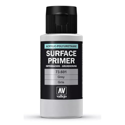 Vallejo - Surface Primer Color | Grey Acrylic Primer 60 ml (2.02 fl.oz.) | Matte Finish and Fast Drying | Perfect for Airbrushing and Great Adhesion to Figurines and Scale Models - style: Grey Primer 60 ml. (2.02 fl.oz.)
