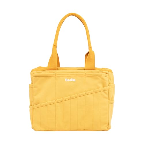 Soolla Studio Bag: Art Supply Storage Organizer & Pottery Tool Bag, Washable Tote, Yarn Bag, Crochet, 30 Pockets, 15+ Colors - color: Sunset Mustard