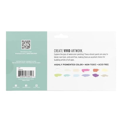 Brea Reese Professional Watercolor Paint Set - 12 Pastel Tubes, 0.4 fl oz | Matte finish, non-toxic art supplies for adults. Highly pigmented, acid-free soft muted hues for easy blending and shading