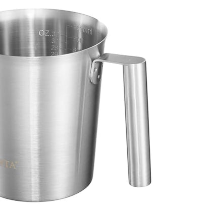 18/8 Stainless Steel Measuring Cup with Round Handle and Pour Spout, Commercial Kitchen Food Prep Pitcher for Restaurant, Bakery, Cooking and Ingredient Measuring, 32 OZ (4 Cup, 1000 ML) - color: Round Handle, size: 32 OZ (4 Cup, 1000 ML)