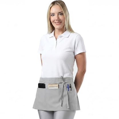 TOSHE Waist Apron 3 Pockets Waterdrop Resistant Cotton Server,Chef,Waitress - color: Gray