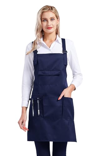 Nanxson Apron with Pockets Cross Back Apron for Hair Stylist Gardening - color: Navy