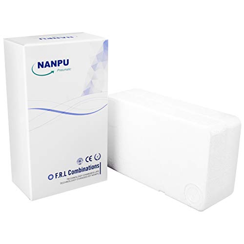 NANPU DFR-03 3/8" NPT Air Drying System - Double Air Filters, Air Pressure Regulator Combo - Semi-Auto Drain, Poly Bowl - size: 3/8" NPT, style: 5 μ