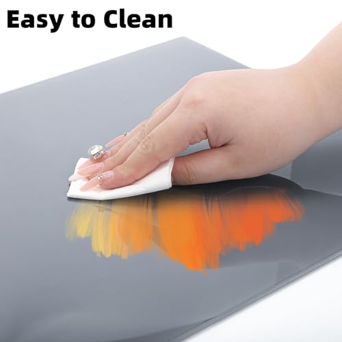 2 Pack Neutral Grey Tempered Glass Palettes, 12" x 16" Large Paint Palette, Scratch Resistant Paint Mixing Pallets, Easy to Clean Artist Palette for Oil Acrylic Watercolor Gouache DIY Craft