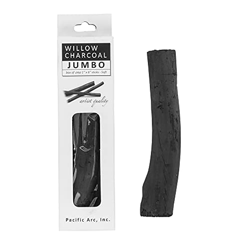 Pacific Arc Large Willow Charcoal Stick, Soft, Black, Willow Charcoal for Sketching and Drawing - style: Jumbo