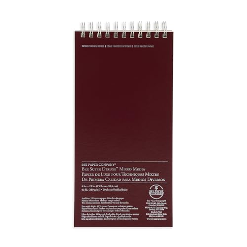 Bee Paper - 6"x 12" Super Deluxe Mixed Media Sketching Pad, 60 Sheets - size: 6-inch x 12-inch, 60 Sheet Wire Bound Pad