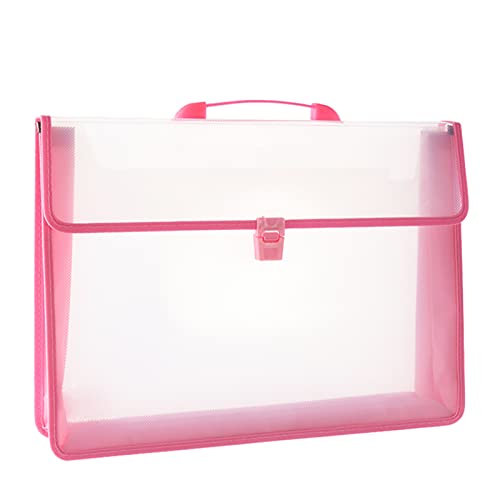 12x16.5 Art Portfolio Case A3 PP Plastic Transparent Pink Pack of 1 | Oxford Cloth Edge Waterproof Fits 11x14 Photo Prints and Art Paper - color: Pink