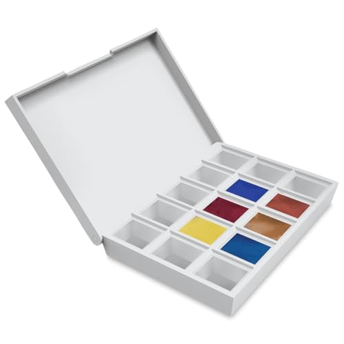 DANIEL SMITH Hand Poured Watercolor, Half Pans, Floral Set with 6 Watercolor Half Pans, 9 Empty Pans, 1 Plastic Travel Case (total 16 pieces) 285650001 - style: Floral Set of 6 Color Plastic Case with 9 Empty Containers