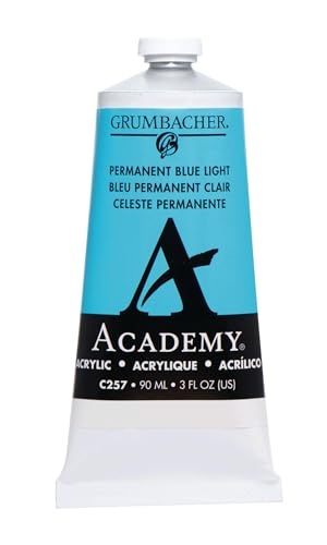 Grumbacher Academy Acrylic, 90ml Tube, Permanent Blue - color: Permanent Blue, size: 3 Fl Oz (Pack of 1)