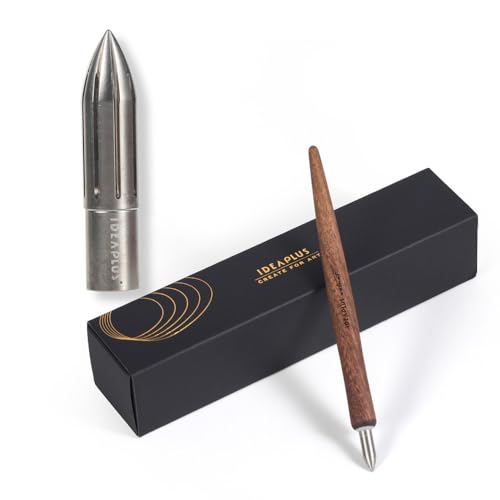 brass dipping pen color titanium all copper handmade stainless steel calligraphy hand drawn flower body painting watercolor (Stainless steel color+pen holder) - color: Stainless steel color+pen holder