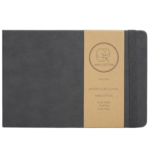 Vienrose Faux Leather Watercolor Sketchbook 8.25 x 5.5 in 24 Sheets Grey - color: Grey, size: 8.25" x 5.5" 1 Pack