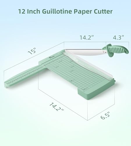 Firbon 12" Guillotine Paper Cutter with Hidden Ruler, Compact Paper Trimmer | 12-Sheet Capacity | Morandi | Dual Scale | Paper, Cardstock & Photo Trimming | Scrapbooking Craft | Office, Home & Studio Use - color: Morandi