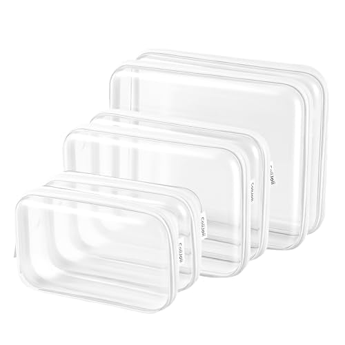 CoiiJoii 6PCS Clear Zipper Pouches, Small Christmas Item Storage Bins, Zippered Hard Pouch Double, Portable Makeup and Cosmetic Bag, Storage Organizer Bins, Hard Plastic Case, Clear Zipper Bags - color: White, size: L2M2S2