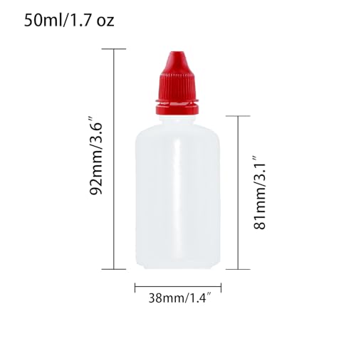 12 Pcs Dropper Bottles, 50ml/1.7 oz Empty Squeezable Small Mouth Dropper Bottle, Liquid Dropper Bottle with Red Cap - color: Red Cap