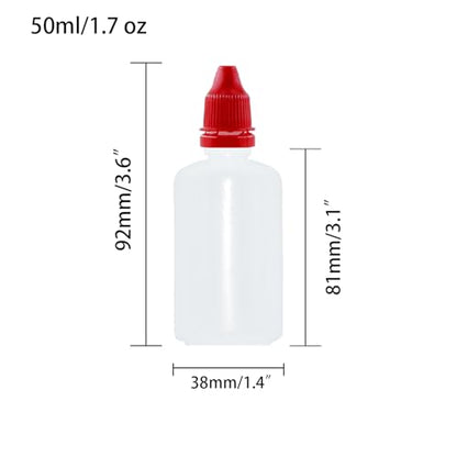 12 Pcs Dropper Bottles, 50ml/1.7 oz Empty Squeezable Small Mouth Dropper Bottle, Liquid Dropper Bottle with Red Cap - color: Red Cap