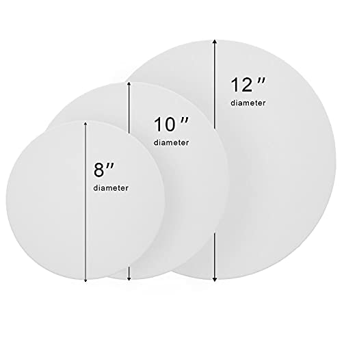 PHOENIX Round Stretched Canvas 6 Pack - 8, 10, 12 Inch Diameter (2 of Each) - 100% Cotton, 10 Oz Triple Primed White Blank Acid-Free Artist Shaped Canvases for Oil, Acrylic, Pouring Art - size: Round 8", 10" & 12", style: Studio Set (8 Oz.)