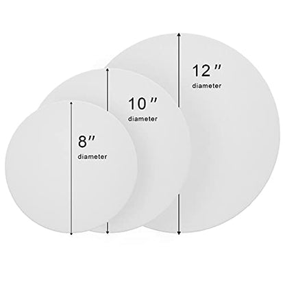 PHOENIX Round Stretched Canvas 6 Pack - 8, 10, 12 Inch Diameter (2 of Each) - 100% Cotton, 10 Oz Triple Primed White Blank Acid-Free Artist Shaped Canvases for Oil, Acrylic, Pouring Art - size: Round 8", 10" & 12", style: Studio Set (8 Oz.)