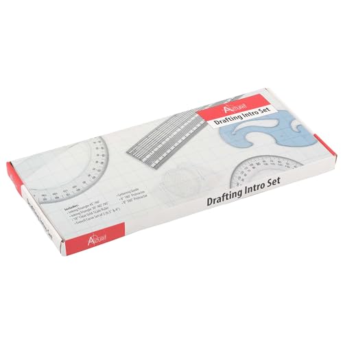 Acurit Drafting Introduction Set of 8 - Professional Drafting Tools for Architects & Artists: Includes Triangles, Grid-Scale Ruler, Lettering Guide, Protractors & French Curves - Drafting Kit - size: Set of 8
