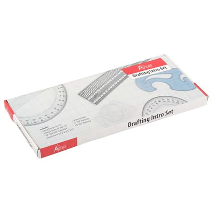 Acurit Drafting Introduction Set of 8 - Professional Drafting Tools for Architects & Artists: Includes Triangles, Grid-Scale Ruler, Lettering Guide, Protractors & French Curves - Drafting Kit - size: Set of 8