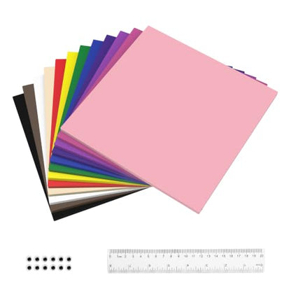 Conchpeople 72 Pack EVA Foam Sheets, 8x8in, 1mm DIY Craft Foam, 12 Colors - color: 72 PACK-1MM-8x8IN