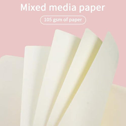 Mifuner Small Rectangle 3.5x5.5 200 Sheets 105gsm Mini Notebooks Blank Pages Sketchbooks Pocket Paint Writing Diary Memo PU Leather Cover Pink - color: 105gsm-PU Cover-Pink