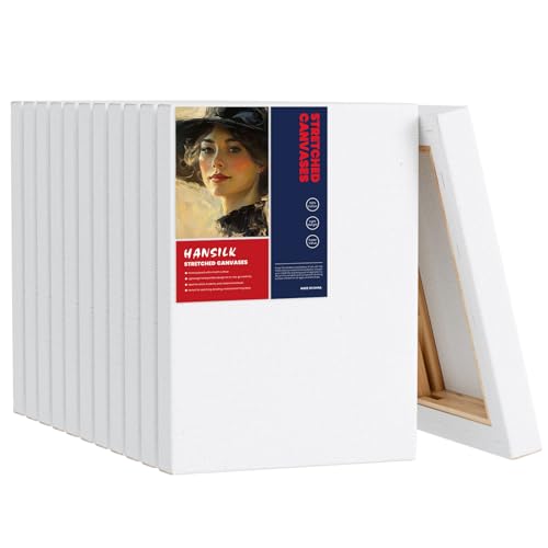 Stretched Canvases for Painting, 5x7 Inch Painting Supplies for Artists, Blank Canvas Pack, 12-Pack for Acrylic, Oil and Gouache Paints - size: White-5×7