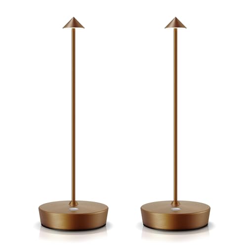 LED Cordless Table Lamp Rechargeable,Battery Powered Outdoor Table Light - color: 2 Pack Titanium