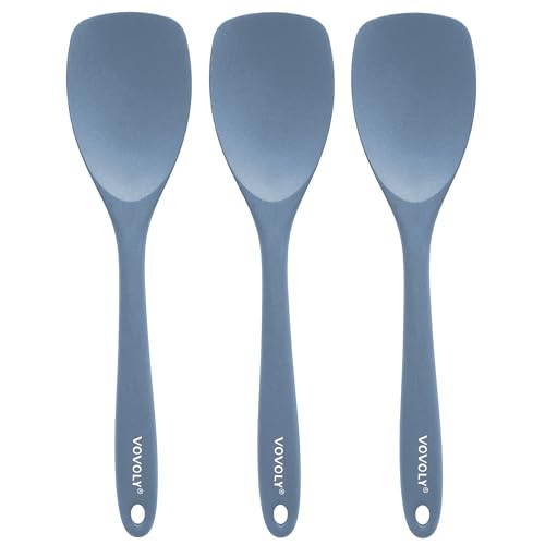 Upgrade Silicone Spatula Spoon Set,VOVOLY Heat Resistant Rubber Spoonula, Seamless Non-Stick Flexible Scrapers for Baking Mixing Tool,3 Pack,Starry Blue - color: Starry Blue