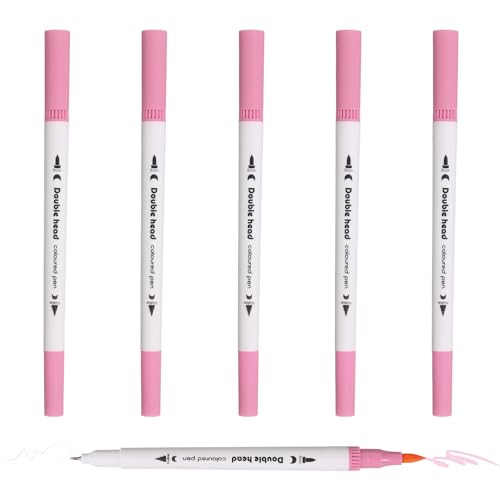 PATIKIL 6Pack Dual Brush Markers, Neon Pink Watercolor Fine and Brush Tips Pens Colored Marker Calligraphy Coloring Art Supplies Set for Coloring Book Illustration Sketching Journaling - color: Neon Pink