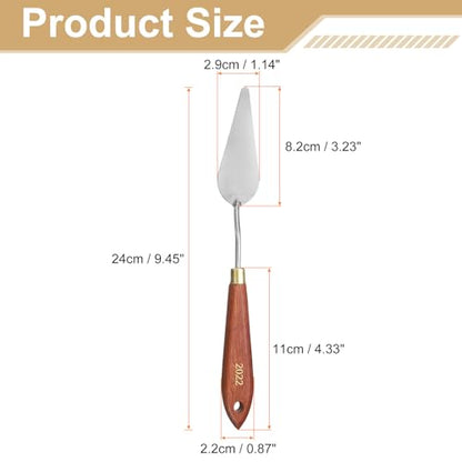 HARFINGTON Palette Knife Painting Tool 3.23" x 1.14" Stainless Steel Teardrop Blade 9.45" Length Spatula Painting Pallet Knives with Hole Beech Wood Handle for Oil Acrylic Canvas, Red/Silver - size: 9.45" x 1.14" x 3.23"