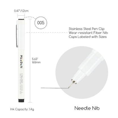 MEEDEN Micro Fineliner Drawing Pens: 0.05mm Needle Nib, 6 Pack, Black Ink | Waterproof archival ink for technical drawing, sketching, outlining, illustration, manga, and journaling - style: 0.05mm Needle Nib