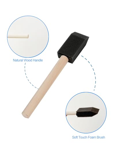 WAFJAMF 30 Pack Poly Foam Paint Brushes 1 Inch Sponge Painting Set Black - size: 30 Pcs