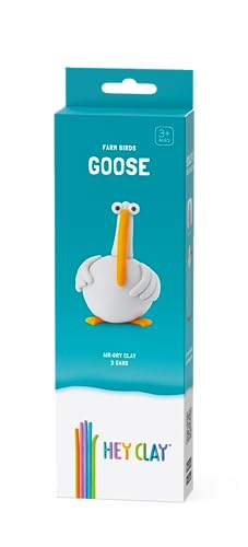 HEY CLAY Modelling Air-Dry Clay with Fun Interactive App - Non-Toxic, Non-Stick Modeling Clay Crafts Set for Kids Ages 3 to 8-3 cans (Farm Birds: Goose) - color: Goose