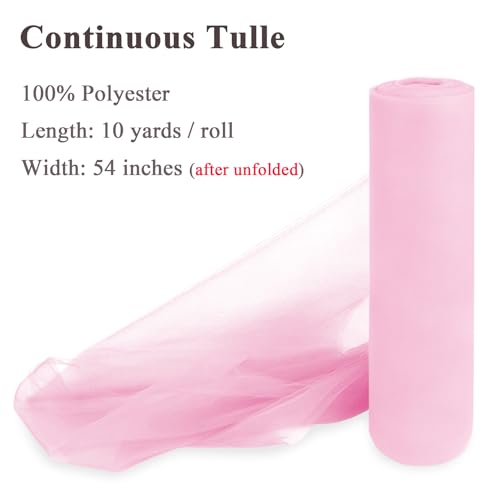 Soft Pink Tulle Fabric Roll 54 Inch x 10 Yards Tulle Ribbon - color: Soft Pink, size: 54 Inch X 10 Yards