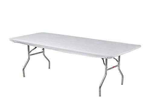 6' Rectangle Plastic Table Covers 30" x 72", Bundle of 5 (White) - color: White
