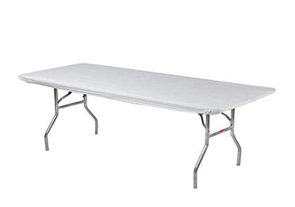 6' Rectangle Plastic Table Covers 30" x 72", Bundle of 5 (White) - color: White