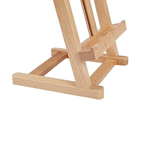 KINGART 16" Mini Tabletop Wooden H-Frame Studio Easel - Artists Adjustable Beechwood Painting and Display Easel, Holds Up to 12" Canvas - Portable Sturdy Table Desktop Artwork Holder Stand