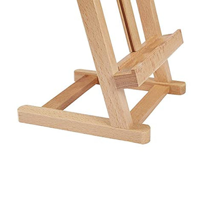 KINGART 16" Mini Tabletop Wooden H-Frame Studio Easel - Artists Adjustable Beechwood Painting and Display Easel, Holds Up to 12" Canvas - Portable Sturdy Table Desktop Artwork Holder Stand