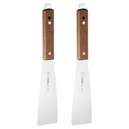 HARFINGTON 2pcs Painting Knives 45mm Width Shovel Mixing Palette Scraper with Wood Handle for Oil Paint Craft Spreading(1#) - size: 45mm