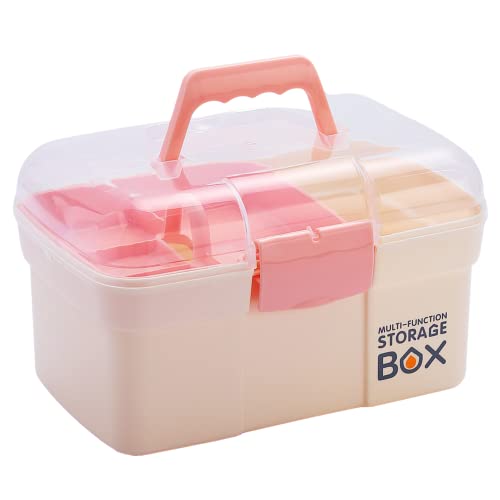 Kinsorcai 11'' Plastic Storage Box with Removable Tray, Multipurpose Organizer for Sewing, Art & Craft, Cosmetic (White) - color: white