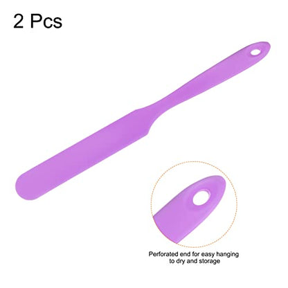 HARFINGTON 2Pcs Silicone Spatula Scraper 9.45" Reusable Non-Stick Flexible Spatulas for Epoxy Resin Liquid Paint Arts DIY Crafts, Purple - color: Purple