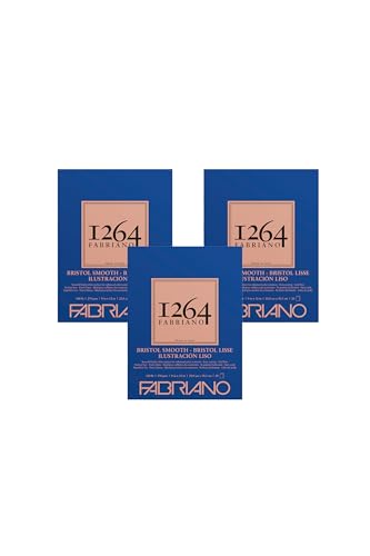 Fabriano 1264 Bristol Smooth Pad, 9" x 12", Glue Bound, 100 lb., 3-Pack - size: 9" x 12", 3-Pack