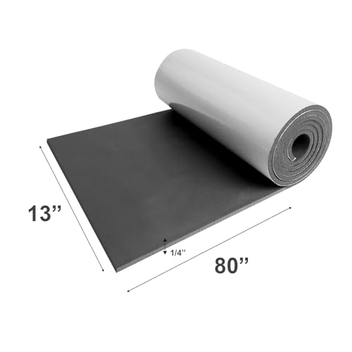 DGSL Foam Insulation Neoprene Sheets with Adhesive, 13''W x 80''L x 1/4''T | Weatherproof Soundproof Padding for Automotive, Multi-Function Soundproof Large Closed Cell Neoprene Rubber Roll - color: Black, size: 13 in x 80 in x 1/4 in