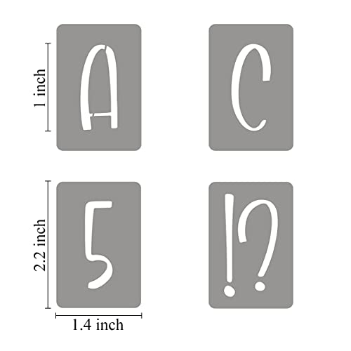 1 Inch Alphabet Letter Stencils for Painting - 42 Pack Letter and Number Stencil Templates with Signs for Painting on Wood, Reusable Letters and Numbers Stencils for Chalkboard Wood Signs & Wall Art - size: 1 Inch