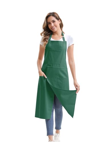 Nanxson Pottery Apron Split Leg with 3 Pockets & Adjustable Buckle | cotton material,Long apron,adjustable waist tie,for Pottery Ceramic Wheel DIY Art Garden - color: Green
