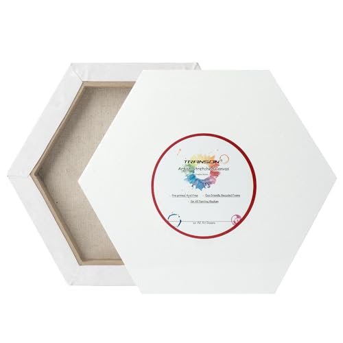 TRANSON 3 Sizes Hexagon Shaped Stretched Canvas Primed Ready for Painting - size: Hexagon 3PCS