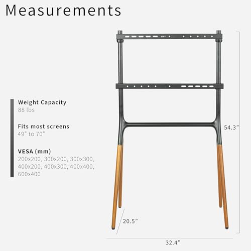 VIVO Dark Wood Easel TV Stand for 49 to 70 inch Screens, STAND-TV70A | Articulating Artistic Studio Display Stand, Adjustable TV Mount with Swivel, 4 Leg Base, Max VESA 600x400, Holds 88 lbs - color: Black - Treated Wood, size: 49 to 70 in TVs