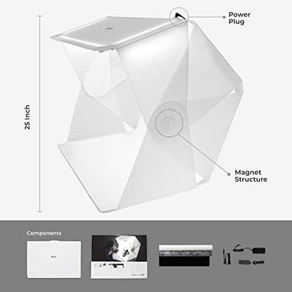 Foldio3-25Inch Product Photography Light Box, 65W High Powered Dimmable LED Light, CRI 98+, Foldable, White PP & Black Flocking Background Included, All-in-One Photo Studio Lightbox by ORANGEMONKIE - size: Foldio3