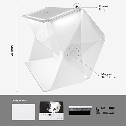 Foldio3-25Inch Product Photography Light Box, 65W High Powered Dimmable LED Light, CRI 98+, Foldable, White PP & Black Flocking Background Included, All-in-One Photo Studio Lightbox by ORANGEMONKIE - size: Foldio3